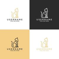 Line art cat logo design vector