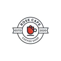 Rose coffee shop logo design template vector