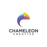 ilustración de diseño de logotipo de camaleón colorido vector