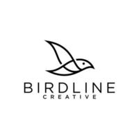 Minimalist bird line art logo design vector