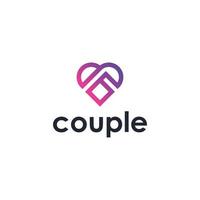 Heart couple logo design vector