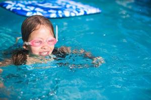 Little adorable girl enjoy in the swimming pool photo