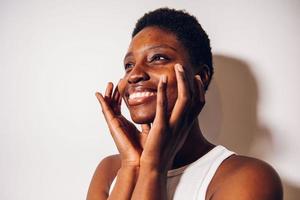 black woman portrait showing his face photo