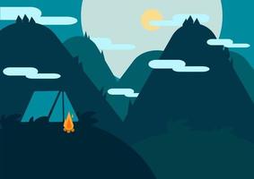 Mountains camping vector landscape