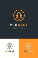 Set of podcast microphone logo vector design template with different color style