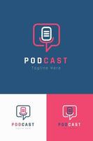 Set of podcast microphone logo vector design template with different color style