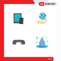 Modern Set of 4 Flat Icons Pictograph of smartphone decline tablet globe hang up Editable Vector Design Elements