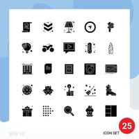 Solid Glyph Pack of 25 Universal Symbols of small accuracy lamp measuring mouse Editable Vector Design Elements