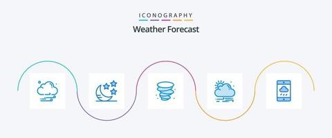 Paquete de 5 íconos Weather Blue que incluye . lluvia. viento. clima. teléfono inteligente vector