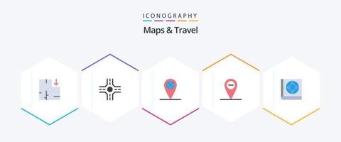 Maps and Travel 25 Flat icon pack including . location. vector