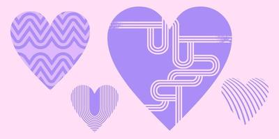 Set Geometry purple color heart icon vector