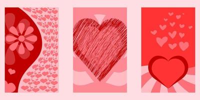 Abstract heart background, futuristic flat style. Red color, romantic, valentine theme vector