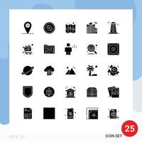 25 iconos creativos signos y símbolos modernos de carro torre gps observatorio oficina elementos de diseño vectorial editables vector