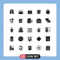 25 Universal Solid Glyphs Set for Web and Mobile Applications measure easter laptop bible wifi Editable Vector Design Elements