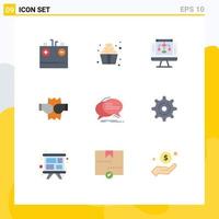 Mobile Interface Flat Color Set of 9 Pictograms of chat punch sweets fight computer Editable Vector Design Elements