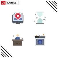 paquete de 4 signos y símbolos de iconos planos modernos para medios de impresión web como el reloj de escritorio de mapa de calor ui elementos de diseño de vectores editables para estudiantes