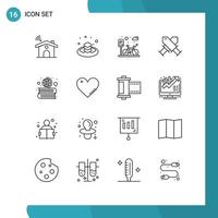 16 Creative Icons Modern Signs and Symbols of education wreath cycle badge achievement Editable Vector Design Elements