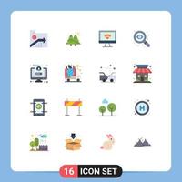 16 Universal Flat Colors Set for Web and Mobile Applications lcd search trees eye signal Editable Pack of Creative Vector Design Elements