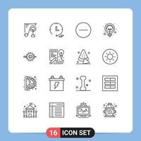 16 iconos creativos signos y símbolos modernos de escritura de desarrollo eliminar contenido elementos de diseño vectorial editables ligeros vector