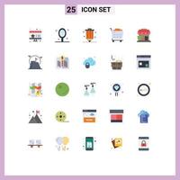 conjunto de 25 iconos modernos de la interfaz de usuario signos de símbolos para el diseño de seguros de seguridad carro de la compra comprar elementos de diseño vectorial editables vector