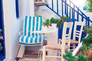 Beautiful terrace exterior with cycladic style. photo