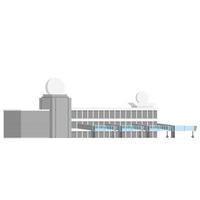 airport terminal departure building with air traffic control tower, airport building vector