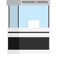 mostrador de control de pasaportes para pasajeros de llegada de salida internacional en la terminal del aeropuerto en un diseño mínimo aislado vector