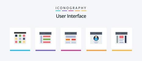 User Interface Flat 5 Icon Pack Including profile. communication. sidebar. user. hero. Creative Icons Design vector