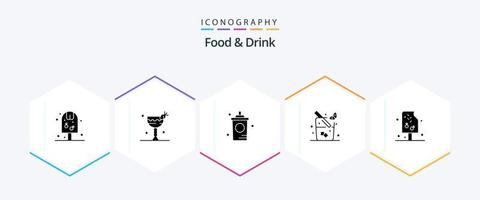 Food And Drink 25 Glyph icon pack including drink. juice. eat. shop. food vector