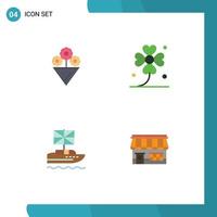 User Interface Pack of 4 Basic Flat Icons of flower european four lucky uk Editable Vector Design Elements