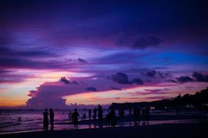 Colorful bright sunset on the island Boracay, Philippines photo