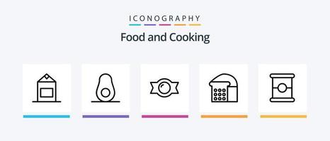 paquete de iconos de la línea de alimentos 5 que incluye. condensado. yogur. Enlatado. alimento. diseño de iconos creativos vector