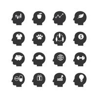 Mind Map Head Infographic template. flat icons collection. simple design vector