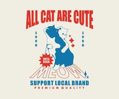 vintage illustration of Cat Graphic Design for T shirt Street Wear and Urban Style vector