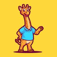 Giraffe cartoon character mascot logo vector