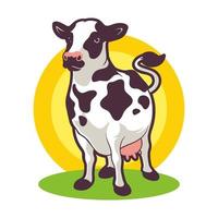 mascota de personaje de dibujos animados de vacas lecheras vector