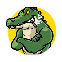Crocodile cartoon character mascot logo vector
