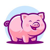 Cute pig cartoon character mascot vector