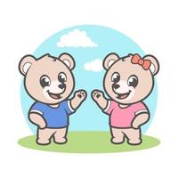 Ilustración de vector de dibujos animados lindo oso