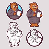 diseño de mascota de ilustración de dibujos animados de oso vector