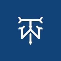 T W WT TW logo , classic initial concept logo design vector in intertwined and intersect letter design