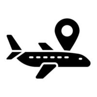 Airplane with map pin showing concept of flight route vector