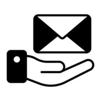 A hand with letter envelope icon of mail delivery vector