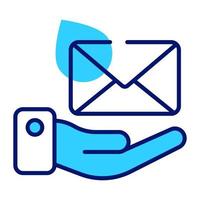 A hand with letter envelope icon of mail delivery vector