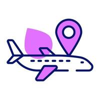 Airplane with map pin showing concept of flight route vector