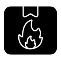 Fire flame sign with package symbolizing icon of flammable delivery vector