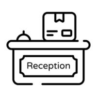 Parcel box on a reception desk, delivery service vector