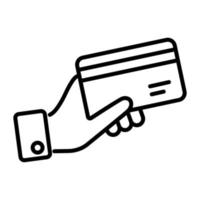 mano que sostiene la tarjeta atm que muestra el concepto de vector de pago con tarjeta en un estilo moderno