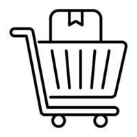 Parcel in trolley, trendy vector of delivery cart