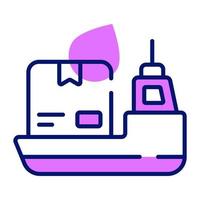 An editable icon of cargo ship in modern style, premium vector